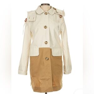 Coach White & Tan Colorblock Trench Coat